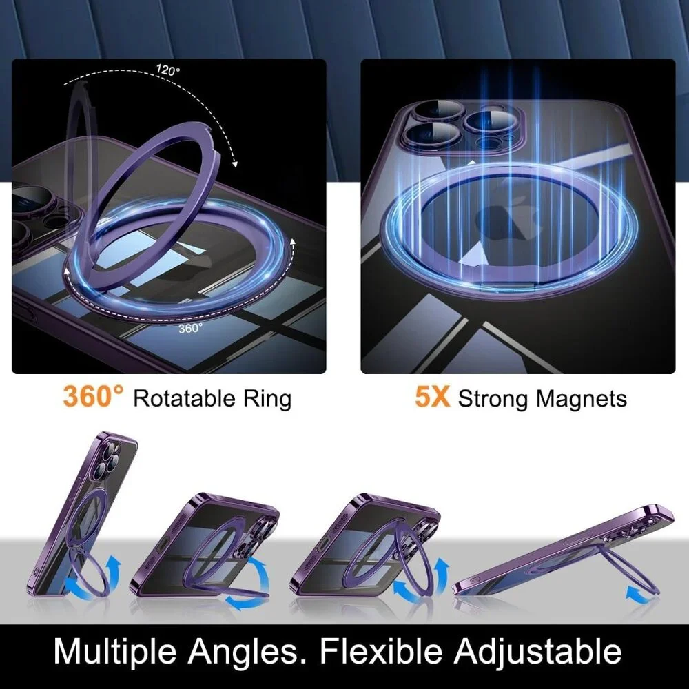 360° Rotatable Magnetic Ring for iPhone 13 Case‎ Clear Lens Protection